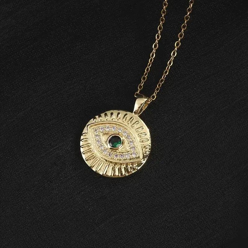 Huitan Novel Evil Eyes Design Pendant Necklace Hip Hop Girl Cool Accessories Punk Green Eyes Necklace Luxury Jewelry for Women