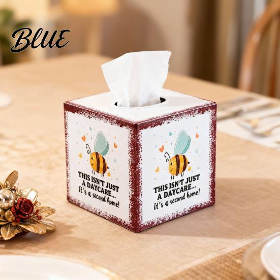 Pastoral Aesthetic Tabletop Bird Watercolor Tissue Box Art Square Decor Iron Bee And Print Decorative