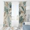 2pcs- Fresh lightweight green leaf polyester curtains, bathroom, bedroom, living room, and family space ornamental curtains