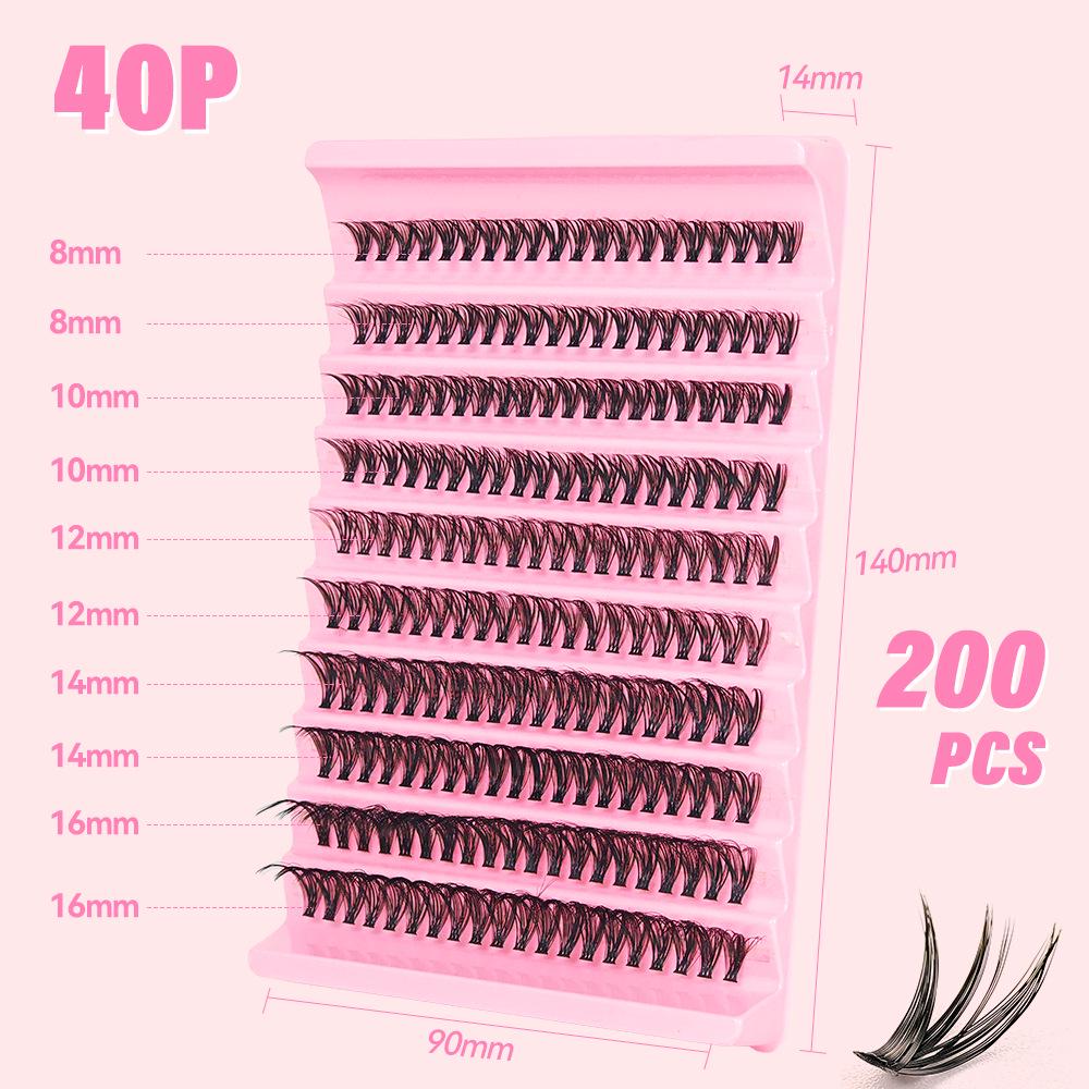 European & American Style Dense Curled Cluster Eyelashes - 30P-80P Pack