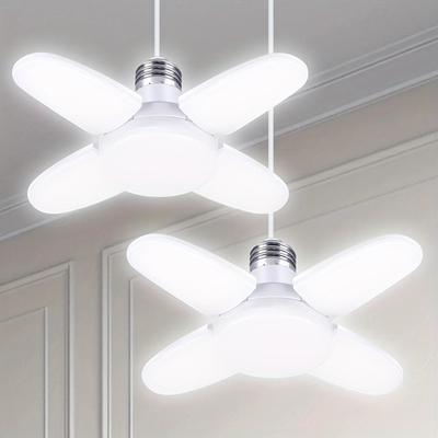 1/2 Stück Mini-Lüfterflügel-LED-Birnen, 38 W LED-Garagenlicht mit hoher Lumenzahl, LED-Deckenleuchten mit verstellbaren Paneelen, LED-Ladenleuchten, für Garage, Scheune