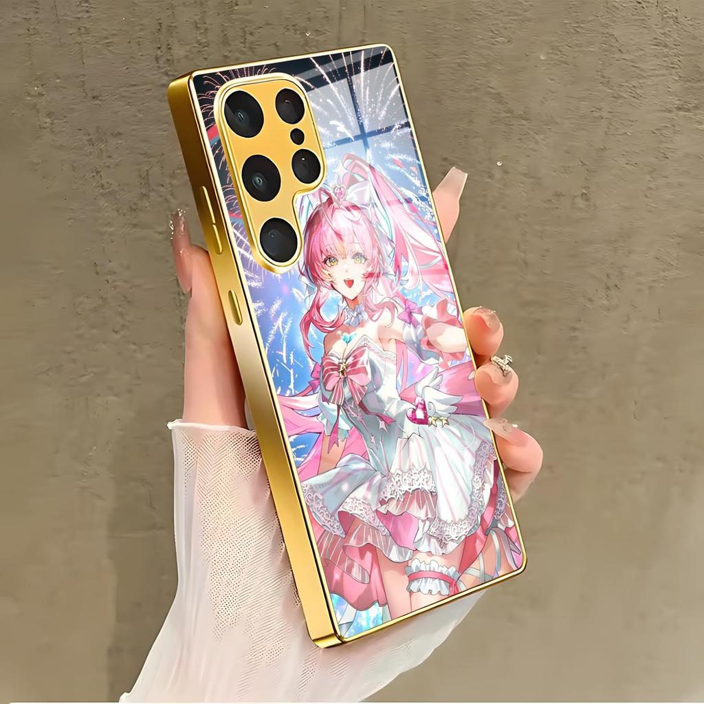 Phone Case For Samsung S26 S25 S24 S23 S22 S21 Plus Ultra Note20 Electroplated glass Phone Case Wuthering Waves AEMEATH
