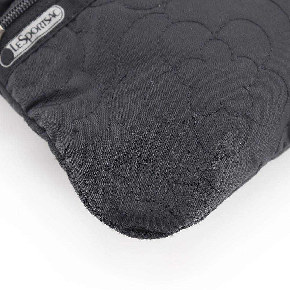 LeSportsac Pochette Shoulder Bag Flower stitch black Nylon flour Women Used