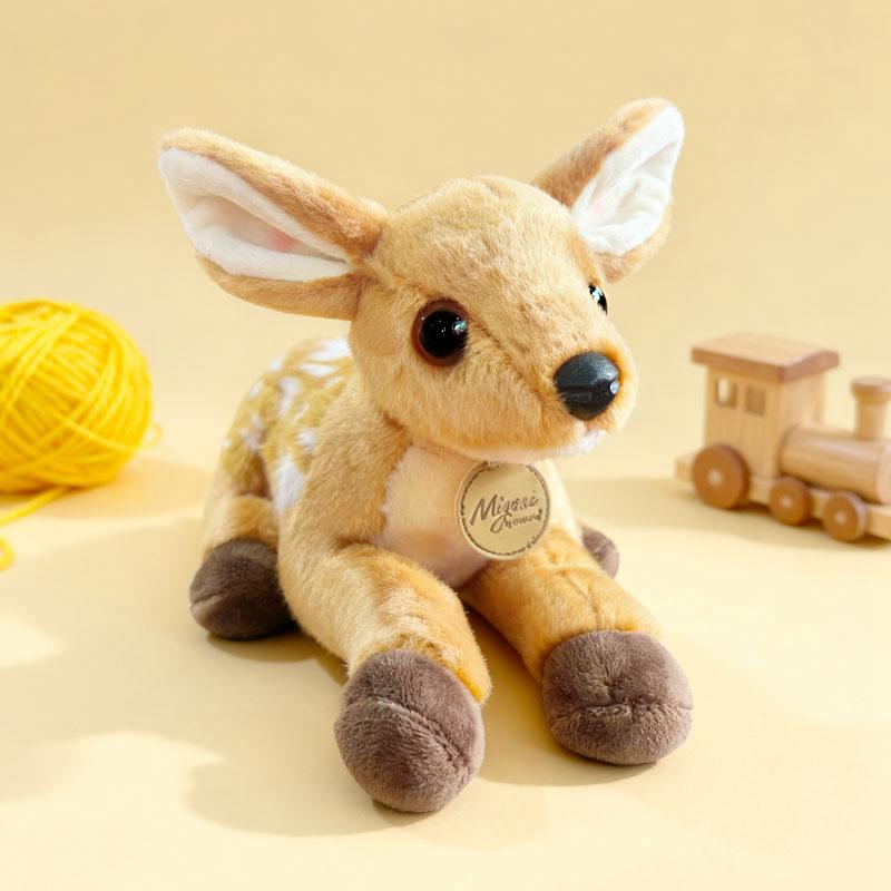 Simulation Lying Posture Deer Plush Doll Lovely Fluffy Tawn Cartoon Stuffed Animal Toy Gifts For Girl