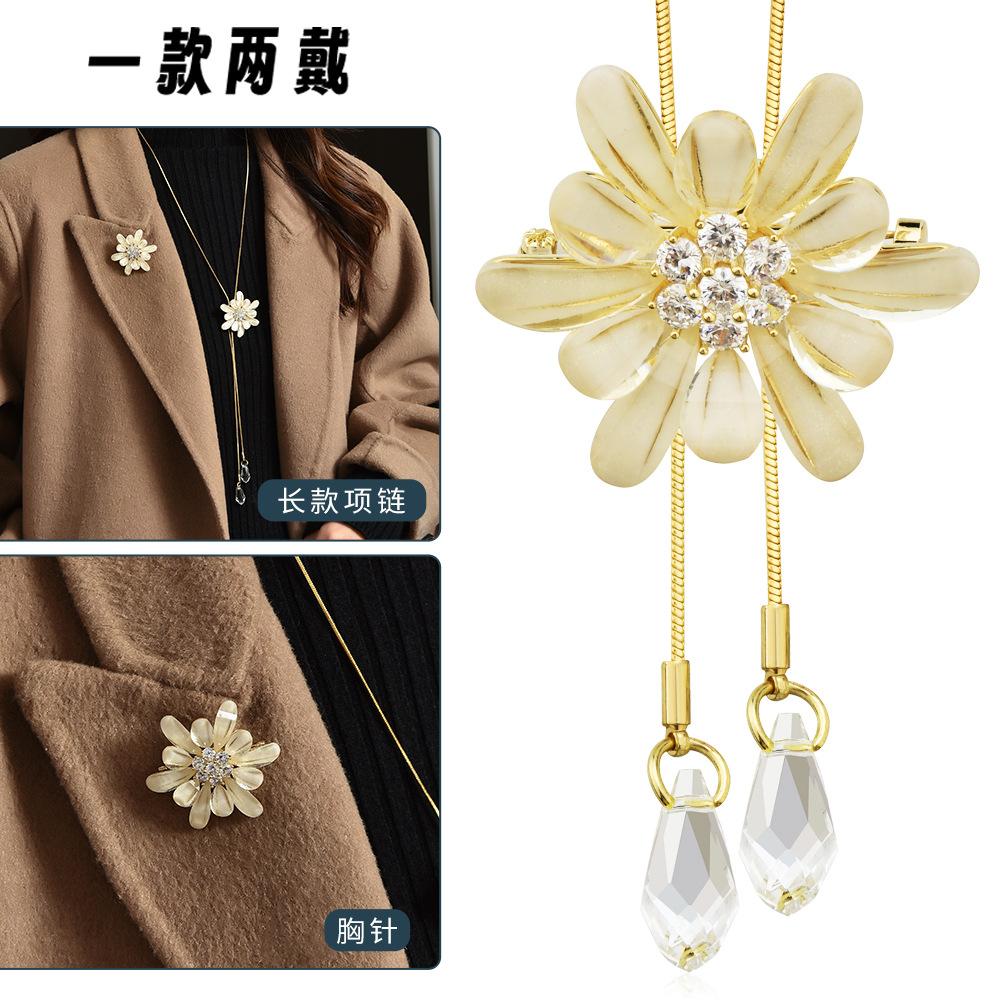 Autumn And Winter Butterfly Sweater Chain Temperament Versatile One Two Wear Corsage Long Fringed Necklace Women