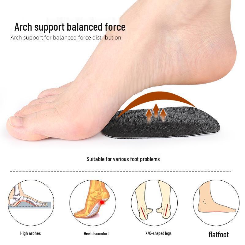 Latex Leather Arch Support Pad: Soft, Self-Adhesive, Anti-Abrasion Insole for Flat Arch, Valgus, and Varus Support
