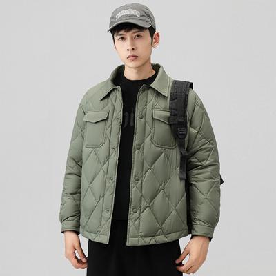 White Duck Down Jacket Men's Loose Thermal Lapel Short Jacket Youth Fashion Top
