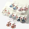 Fashion Cartoon Oil-dripping Printed Animal Cat Heart-shaped Dangle Earrings for Women Cute Kitten Jewelry Accessories Gifts