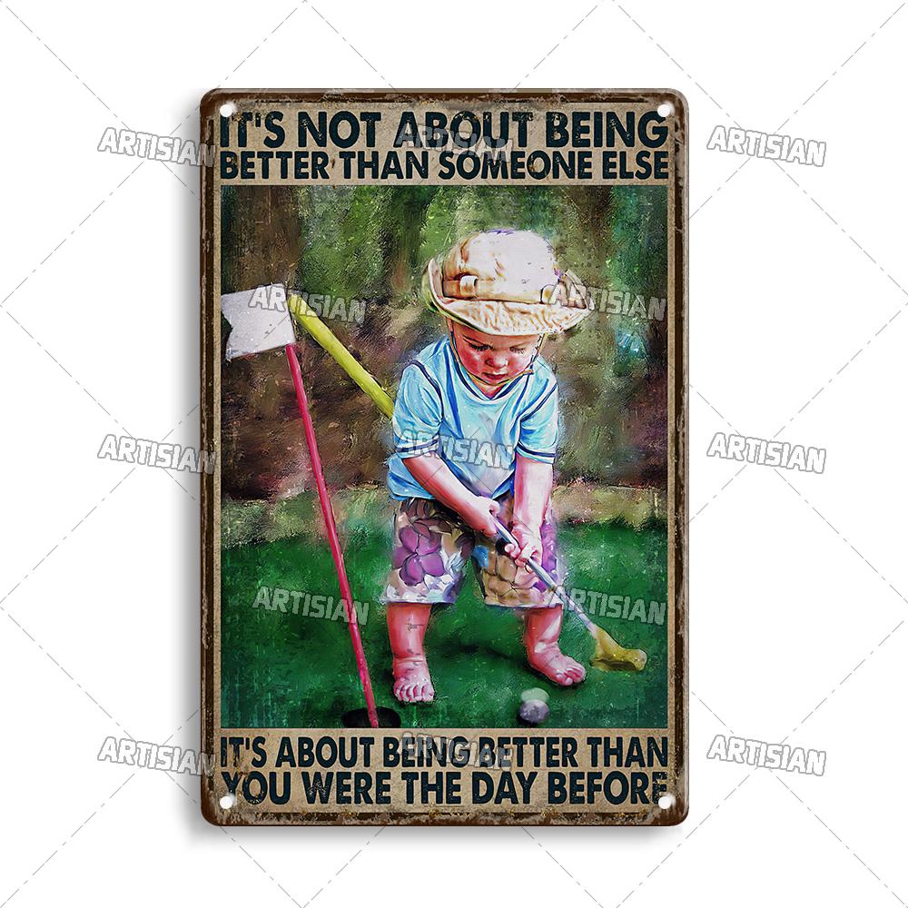 Artisian Golf Golfer Metal Sign Sport Tin Plaque Vintage Decorative Poster Wall Decor Garage Bar Pub Club Hotel Cafe Kitchen