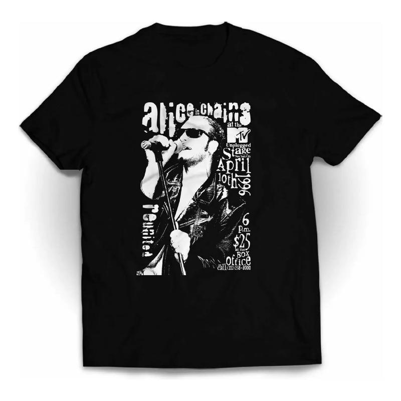 Camiseta Layne Staley Alice Chains Rock Music, Negra S