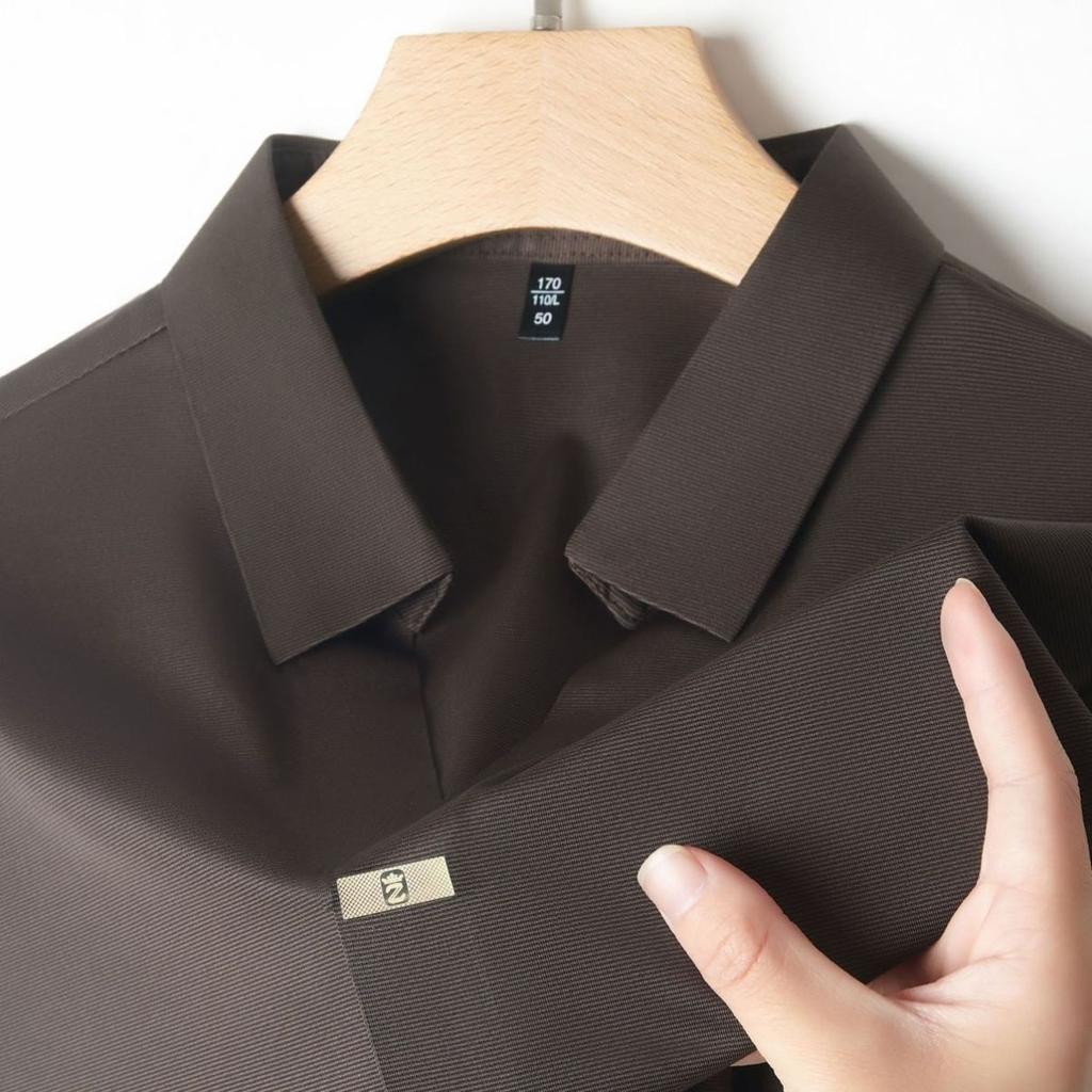 STORN New Men's Casual and Fashionable Solid Color Short Sleeved Polo Shirt Comfortable and Versatile Summer T-shirt
