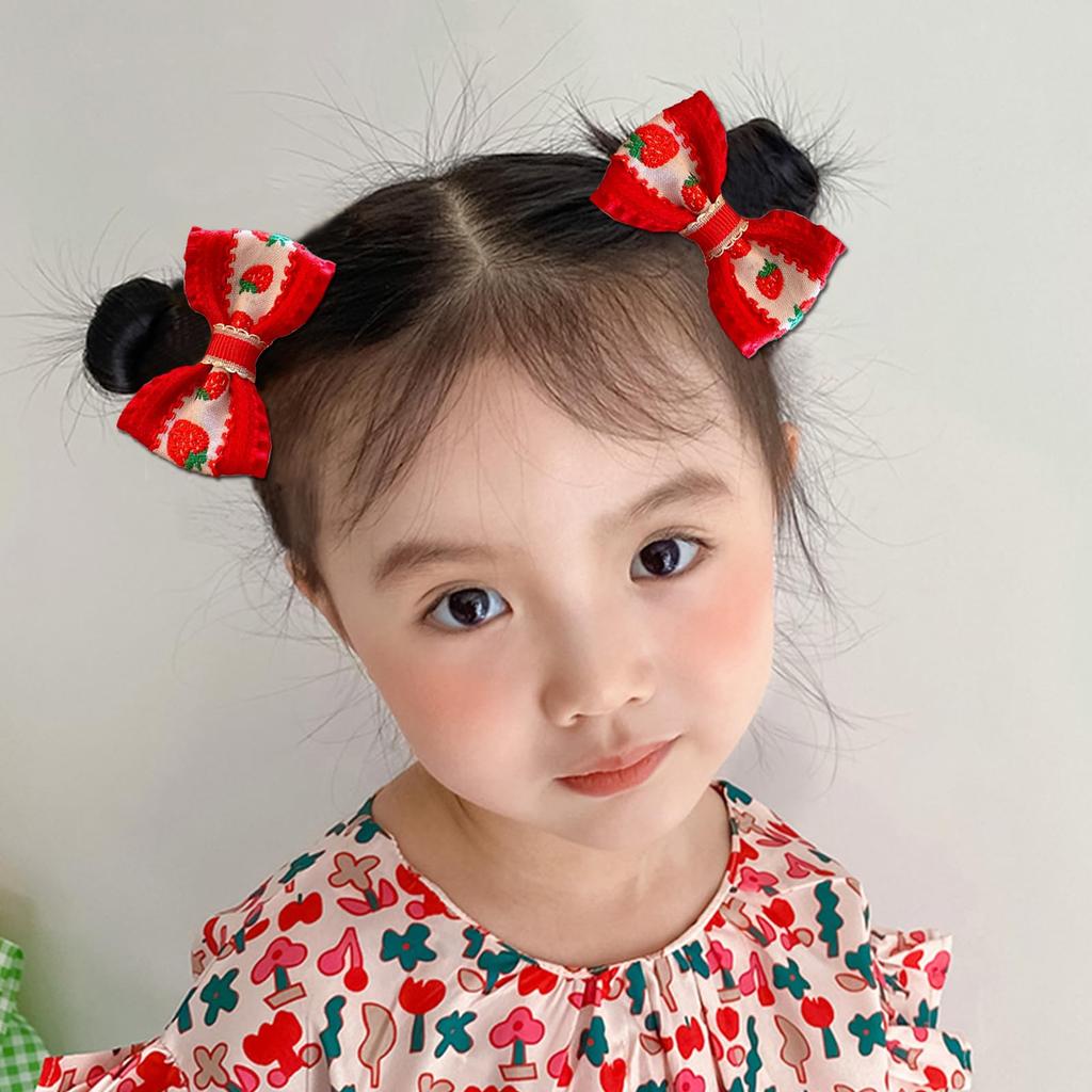 OuJyO Girls Hair Accessories Kids Gift Case Packing 7 Pieces Set Red Hair Tie Ribbon Butterfly Hair Ties Kids Hair Ties Kids Hair Clip Bangs Kids
