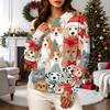 Women's Casual Long Sleeve Christmas Print Neck Pullover Sweatshirt