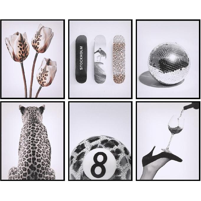 Humyoun 6 Pcs 8 x 10 Stockholm Style Room Decor Chic Trendy Wall Art for Living Room Aesthetic Leopard Stockholm Posters for Home Bedroom Apartment