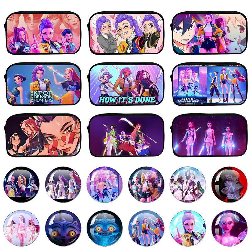 Dämonenjäger Federmäppchen Aufbewahrungstasche Cartoon Kpop D-Demon H Mädchen Federmäppchen Stifttaschen für Schüler Schreibtischzubehör
