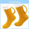 Cozy 3d Beer Mug Socks For Autumn Winter Stylish Knit Floor Warmth In Yellow