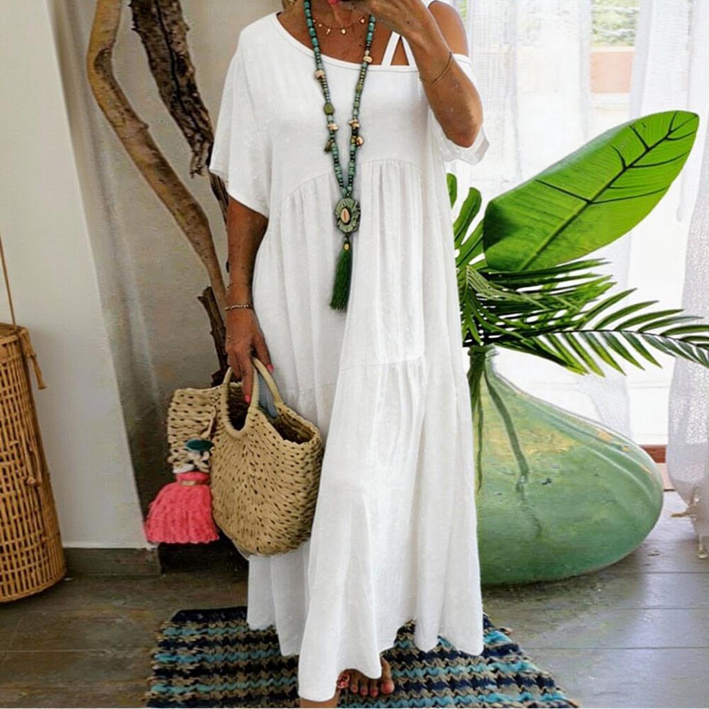 Women's Short-sleeved Long- Loose-fitting Casual Dress