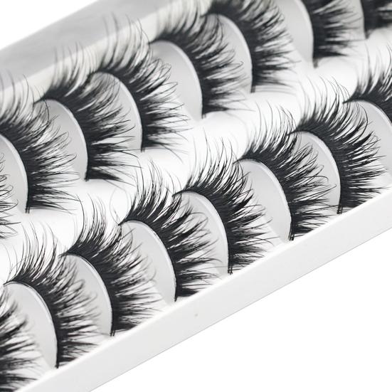 10Pairs False Eyelashes Thick Reusable Synthetic Fiber Naturals Cruelty-Free False Lashes for Daily Life