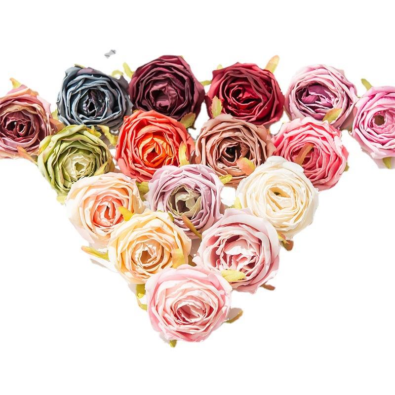 Große gerollte Kanten Rosenkopf Handgemacht DIY Künstliche Rosen Blumen Schößchen Hochzeitsblume Künstliche Requisiten Dekoration Kunstblumen