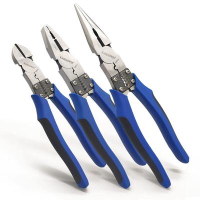KAIHAOWIN Nipper & Plier Set - Radio Plier, Heavy-Duty Nipper, Electrician's Plier, Wire Cutter, Precision Crimping Plier, Bolt Cutter - 3