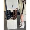 Western Cowboy Boots Pleated Pile Pile Knight Boots Punk Pointed Pants Boots Belt Buckle Boots