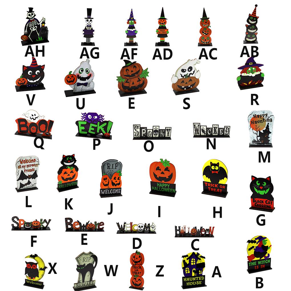 Drewniana Dekoracja Stołu Halloween Zwierzęta Dynia Kolorowy Festiwal Znak Powitalny Sztuka Rzemiosło Dom z Uchwytem na Imprezę Ogrodową