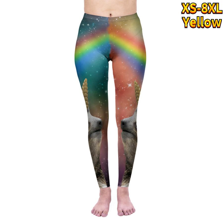 

Жіночі барвисті тварини, принти, еластичні легінси для йоги, фітнес, біг, тренажерний зал, спортивні активні штани 6XL жовтий