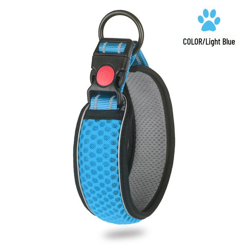 Regulowana, odblaskowa, oddychająca obroża spacerowa dla psa z siatki o strukturze plastra miodu