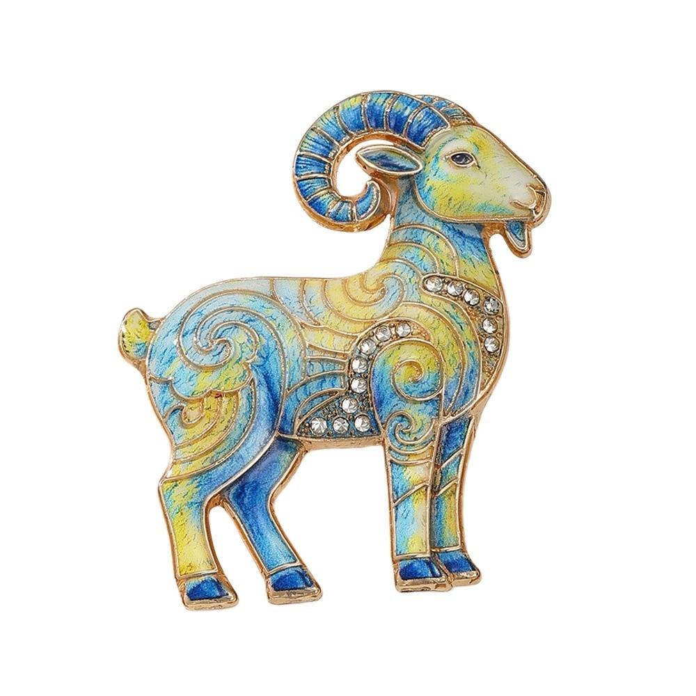 Diamond-inlaid Sheep Brooch Vintage Brooch Pins Trendy Lady's Suit Brooch  Cloth Accessories