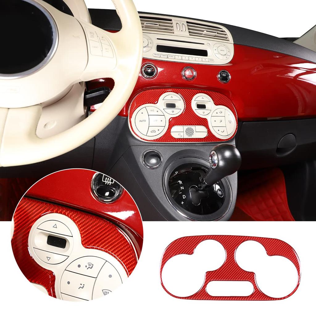 Hcilloend Carbon Fiber Air Conditioning Switch Panel Cover for New Fiat 500 Air Vent Switch Car Vent Switch Easy Interior Custom Carbon Fiber Look