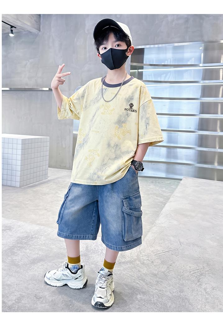 Children's Set for Boys 2026 New Trendy and Stylish Summer Clothes Korean Edition Cool and Stylish Short Sleeve Two Piece Set