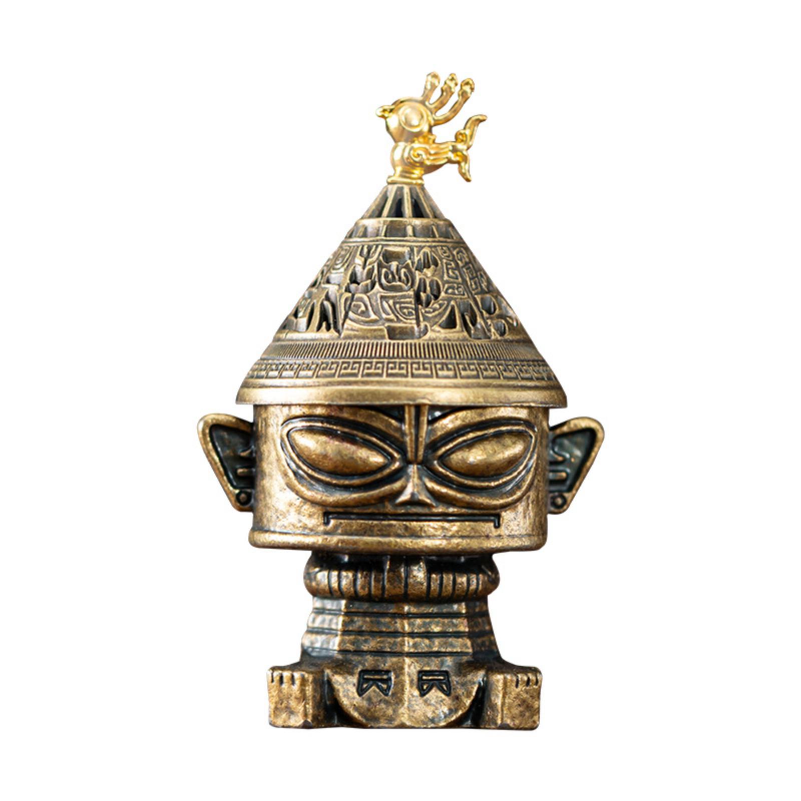 Sanxingdui Alloy Incense Burner Sandalwood -Pear-Shaped Bedchamber Incense Tea Incense Burner Home Use Incense Burning Tools Seal Carving Powder T One Size