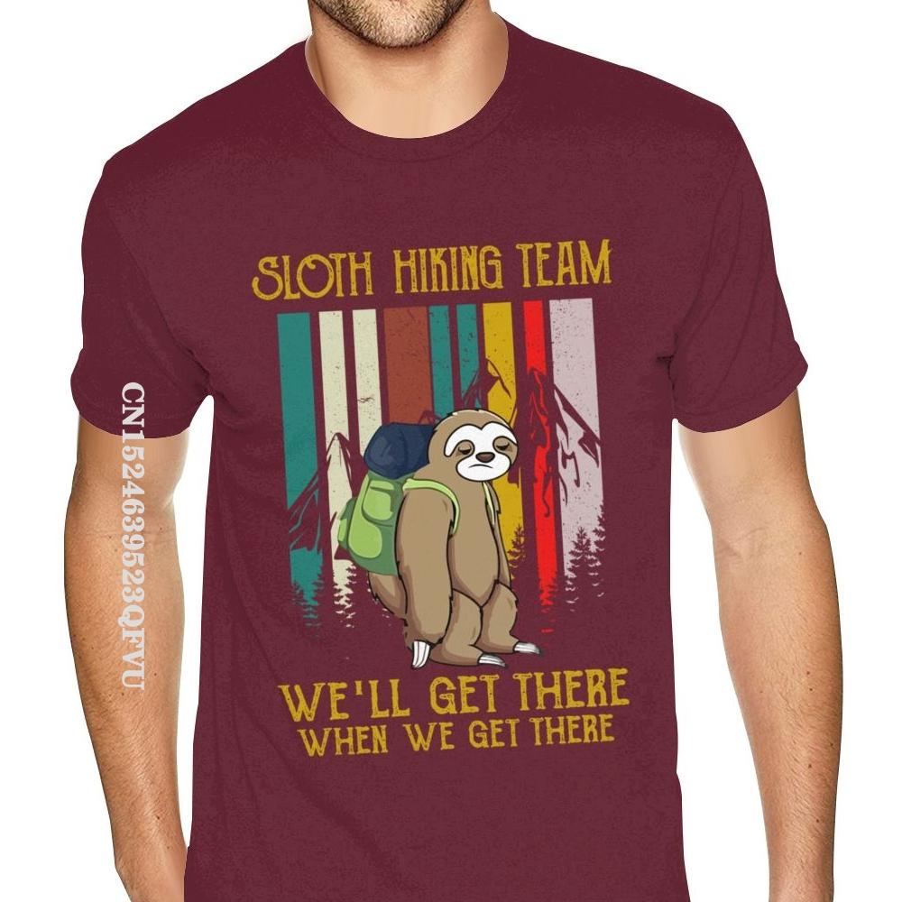 Equipo de Senderismo Perezoso Llegaremos Cuando Lleguemos Camiseta Retro Vintage para Hombre Joven Estilo Inglés Camisetas para Hombre