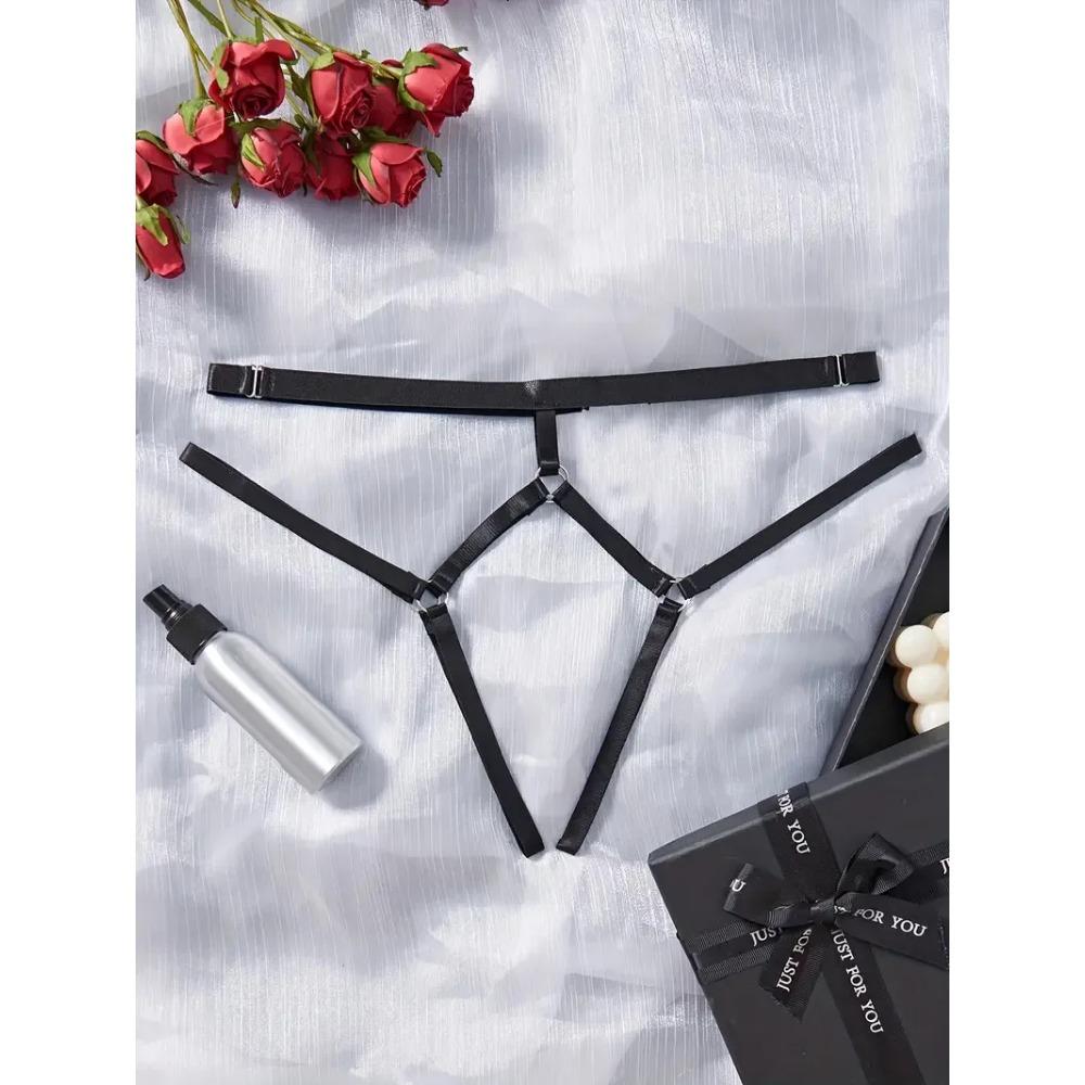 Woman Underwear with Hole Solid Color Low Waist Hollow Out Crotchless Panties Sexy T Pants Elegant Females Open Briefs Shorts