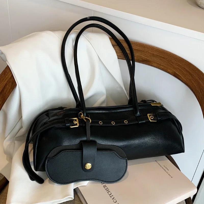 Buckle Decoration Fashion PU Shoulder Bag Solid Large Capacity All-match Handbags Purse   Bag for Women Bolsa Mujer