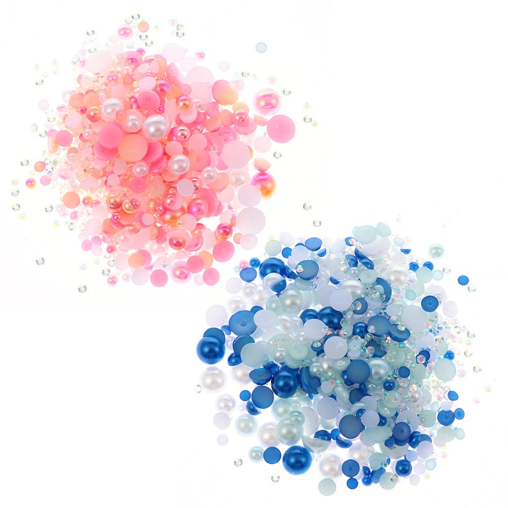 

2200pcs 60g Flatback Rhinestones 3-10mm Crafts Decorations Half Pearls for Nail Art