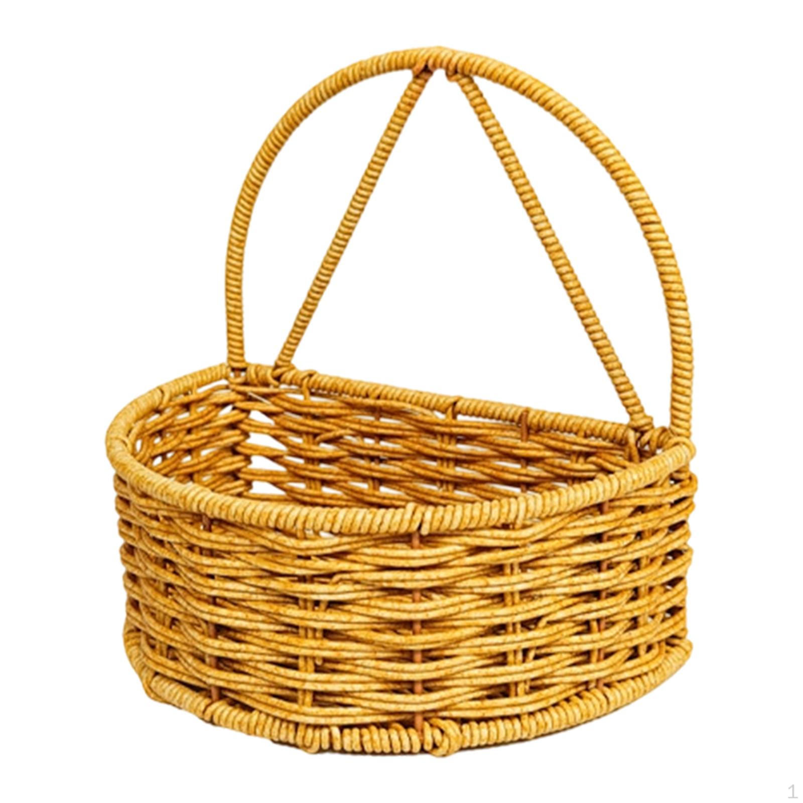 

Decorative Synthetic Rattan Wall Basket with Handle, Hand-woven, for Garden And Farm. Semicircle 1 Layer