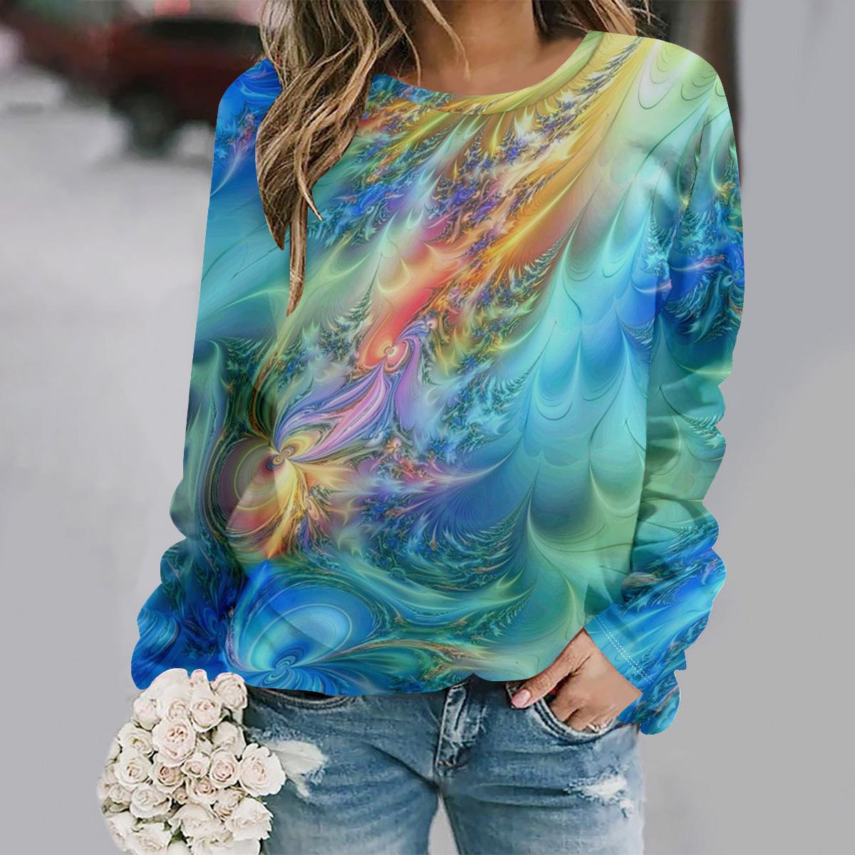 

autumn and winter new fashion round neck long sleeve printed elegant casual loose hoodie S