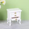 1: 12 Scale Wooden Doll house night table With Functional Drawer For Miniature Bedroom Scene Decoration