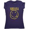 Nirvana Ladies Slim Fit T-Shirt: Yellow Smiley OFFICIAL NEW