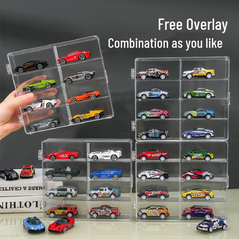 Stackable Diecast Car Display Case: Transparent Acrylic Shelf for Hot Wheels Models