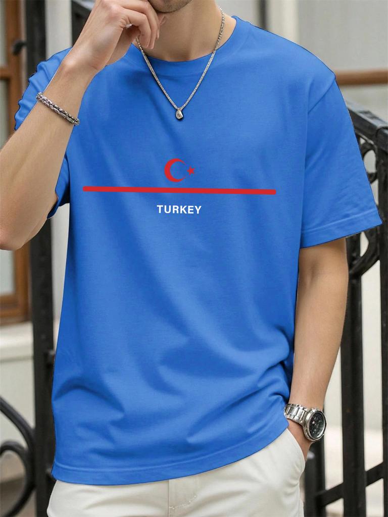 Turkey National Flag Printed Men T Shirts Hip Hop AllMatch TShirt Cotton Summer Clothes Casual Oversize Trendy Sportswear