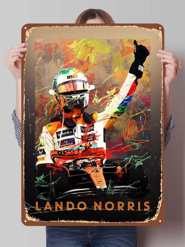 Lando Norris Racer Posters F1 Racing Metal Signs Gaming Room Decoration Custom Tin Plates for Wall Art Decoration Retro Decor