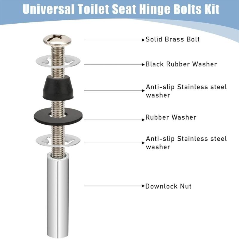2Pcs Toilet Seat Bolts Set Portable Sturdy Replacement Screws and Rubber Washers for Secure Easy Installation Designs