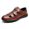 Summer new men's sandals hollow breathable beach shoes leather shoes casual leather hole shoes