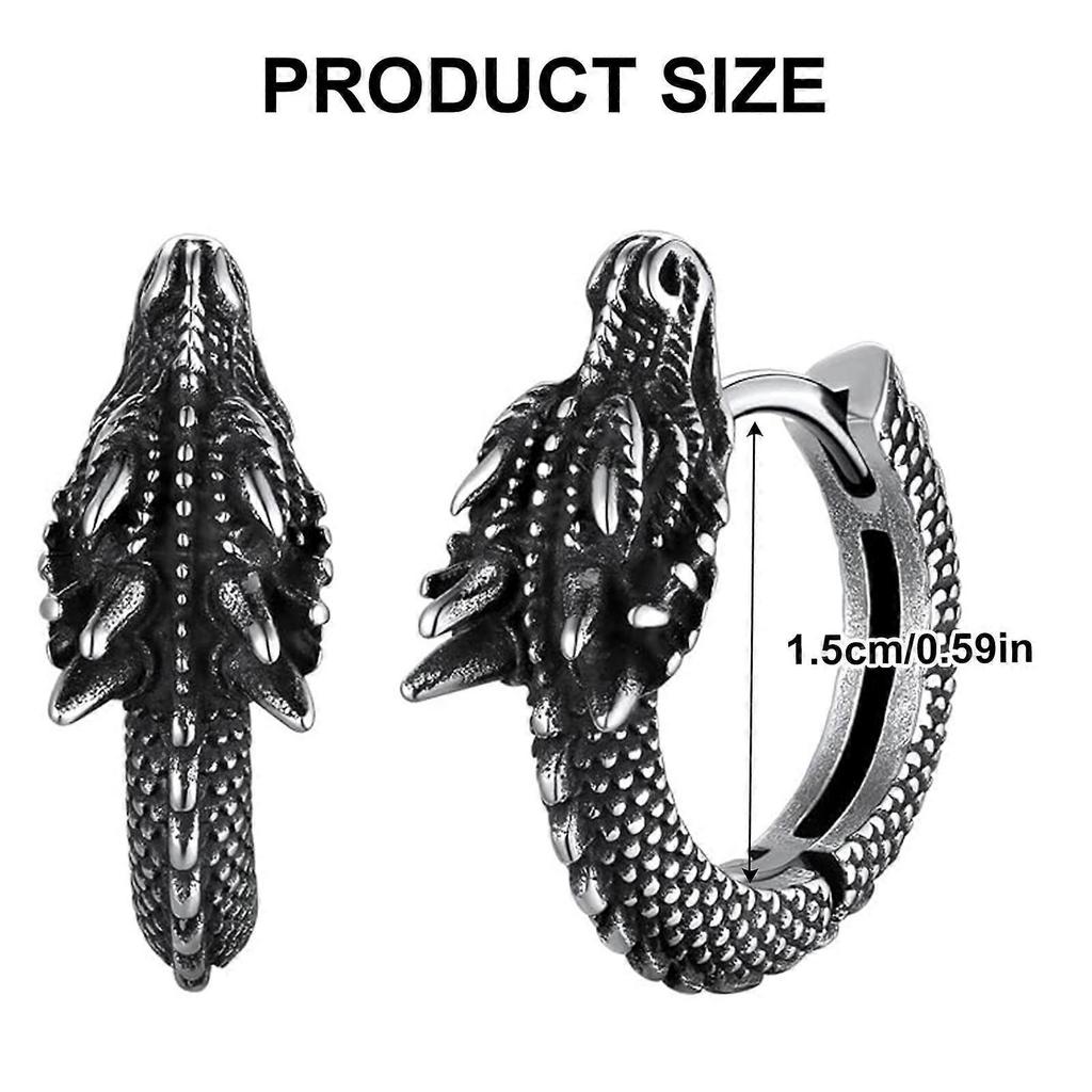 Stylish Dragon Hoop Earrings Stainless Steel Ear Studs for Men Women Hip Hop Punk Party Accessory Unisex Jewelry