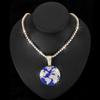 Collana in Lega con Ciondolo Hip Hop Terra Completamente Intarsiato di Strass Catena Cubana da Uomo Stile a Strati
