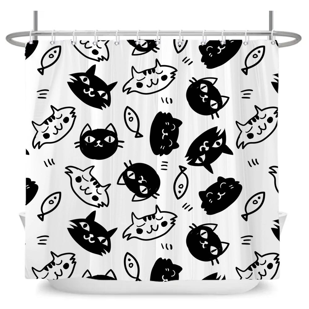 Cute Little Animal Shower Curtain Baby Room Decor Waterproof Kawaii Shower Curtain Bathtub Curtain Bathroom Textured With Hooks