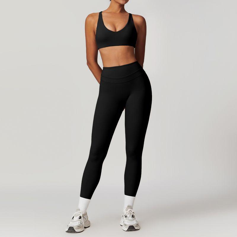 Guangzhou Zechuang Clothing Co., Ltd. Brushed Tight Back Yoga Suit Stretch High Waist Workout Clothes for Women Running