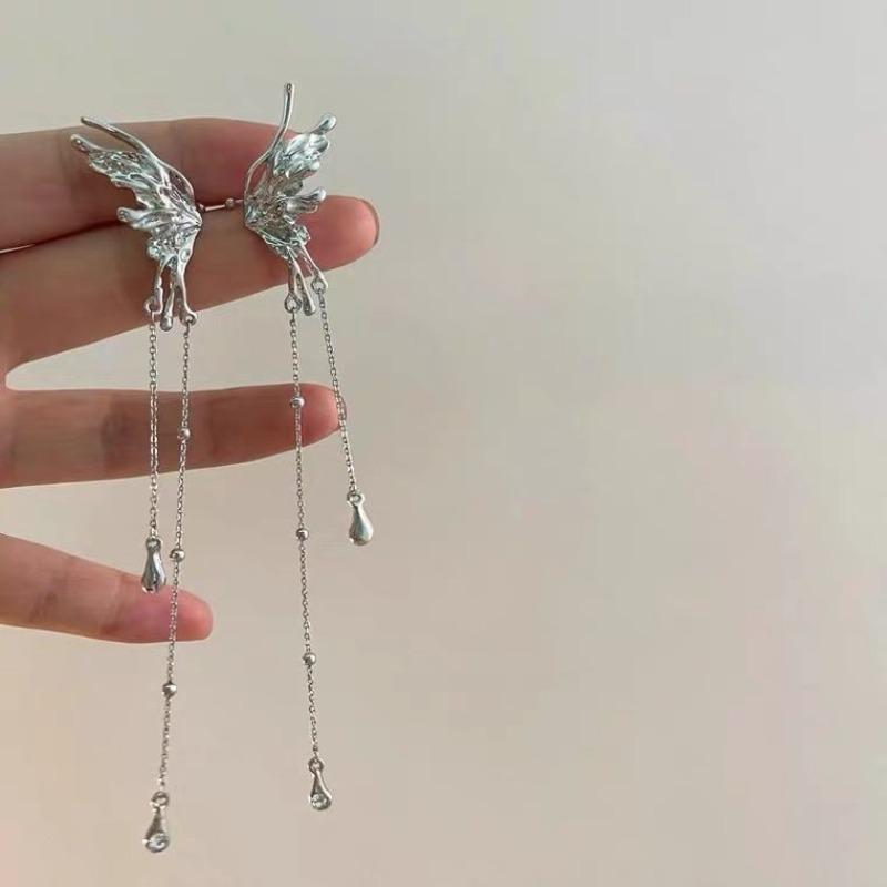 Engelsflügel Ohrclips Damen Nischen-Design Fortgeschrittener Sinn Kalter Stil Quaste Schmetterling Ohne Ohrlöcher Ohrknochenclips Damen
